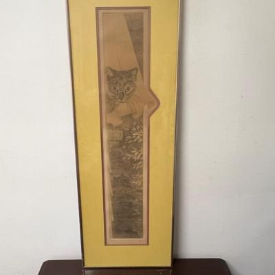framed cat print titled watch 1976