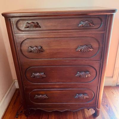 solid walnut antique 4 drawer chest