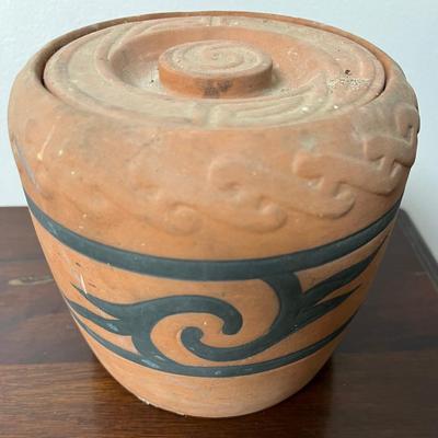 vintage terra cotta humidor tobacco jar
