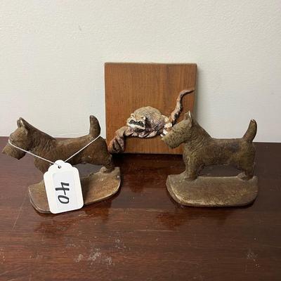 antique terrier bookend and more lot