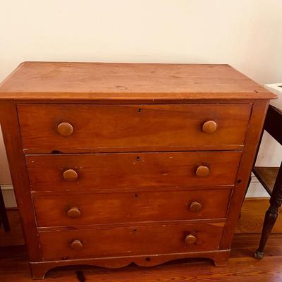 early 4 drawer pine chest
