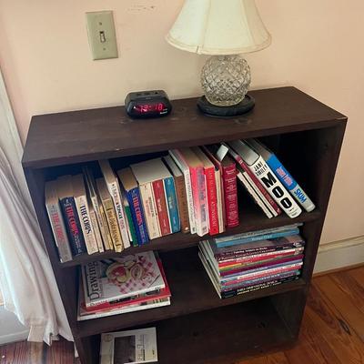solid wood bookcase, includes books