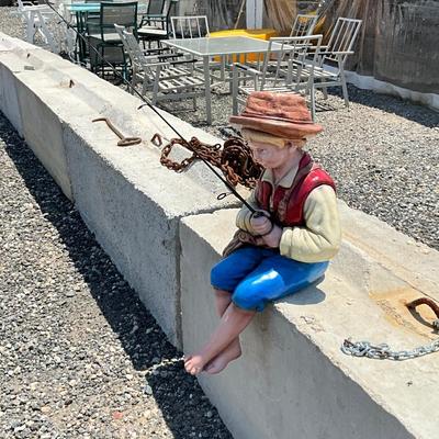 Lot # 194 Sitting Clay Boy Fishing