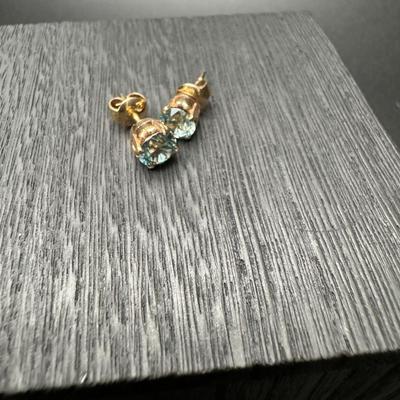 14K Blue Topaz Stud Earrings