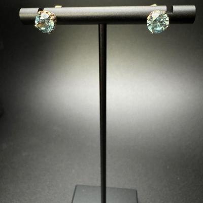 14K Blue Topaz Stud Earrings