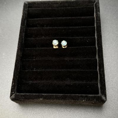 14K Blue Topaz Stud Earrings