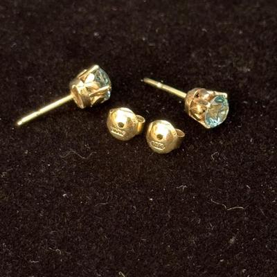 14K Blue Topaz Stud Earrings