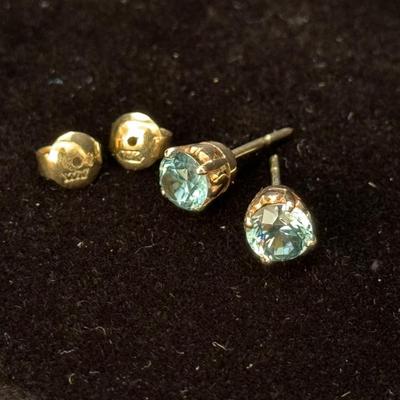 14K Blue Topaz Stud Earrings