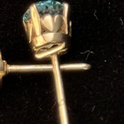 14K Blue Topaz Stud Earrings