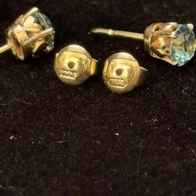 14K Blue Topaz Stud Earrings