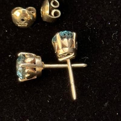 14K Blue Topaz Stud Earrings
