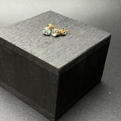 14K Blue Topaz Stud Earrings