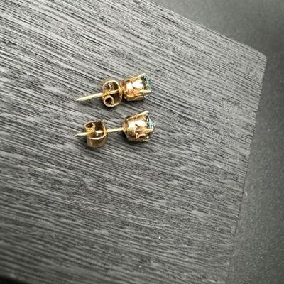 14K Blue Topaz Stud Earrings