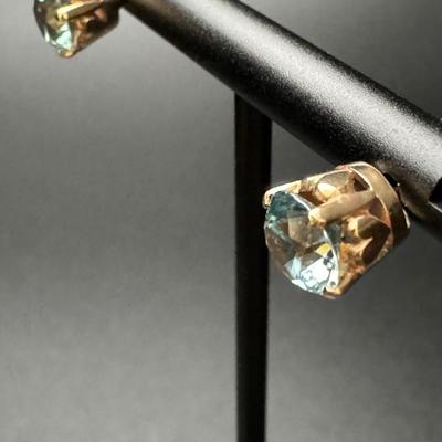 14K Blue Topaz Stud Earrings