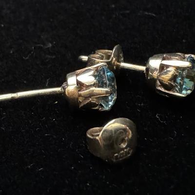 14K Blue Topaz Stud Earrings