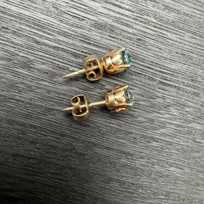 14K Blue Topaz Stud Earrings