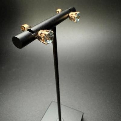 14K Blue Topaz Stud Earrings