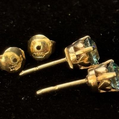 14K Blue Topaz Stud Earrings