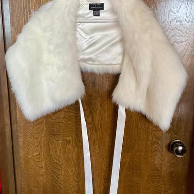 Faux white rabbit fur cape