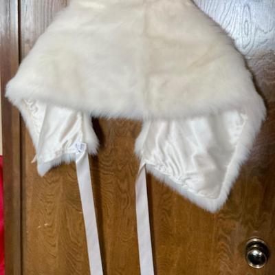 Faux white rabbit fur cape