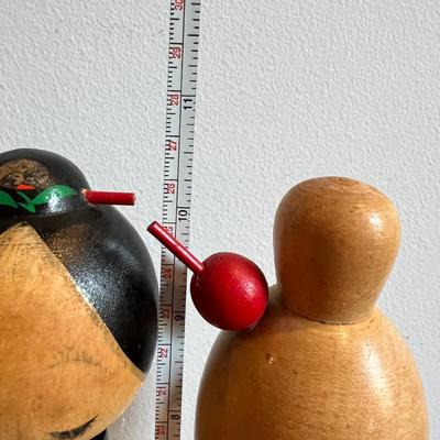 3 MCM Vintage Wooden Geisha Dolls Figurines