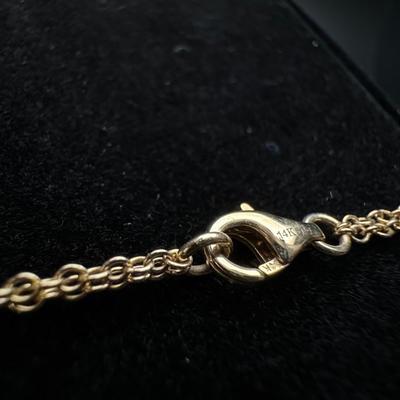 Two 14K Gold Necklaces with Multi Colored Gemstones