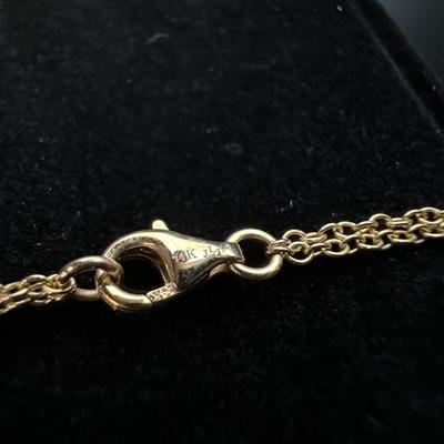 Two 14K Gold Necklaces with Multi Colored Gemstones