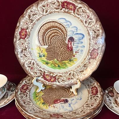 Lot# 209 Vintage Maruta Ware & His Majesty Turkey Plates, Cups & Saucers