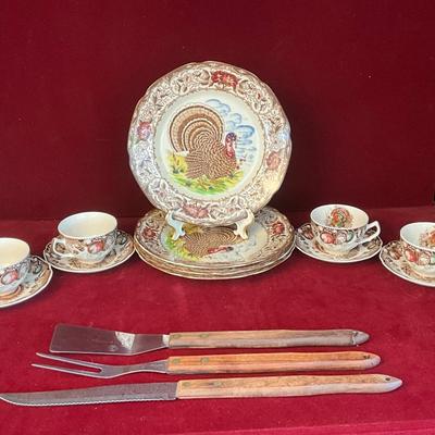 Lot# 209 Vintage Maruta Ware & His Majesty Turkey Plates, Cups & Saucers