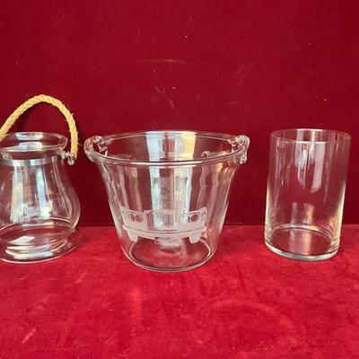 Lot# 211 Clear Glass Vase, Candle Holder, Champagne Bucket Lot