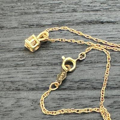 14K Gold Diamond Necklace & Diamond Stud Earrings