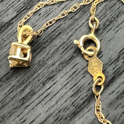 14K Gold Diamond Necklace & Diamond Stud Earrings