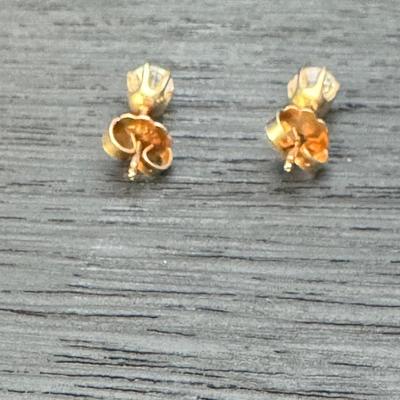 14K Gold Diamond Necklace & Diamond Stud Earrings