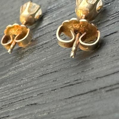 14K Gold Diamond Necklace & Diamond Stud Earrings