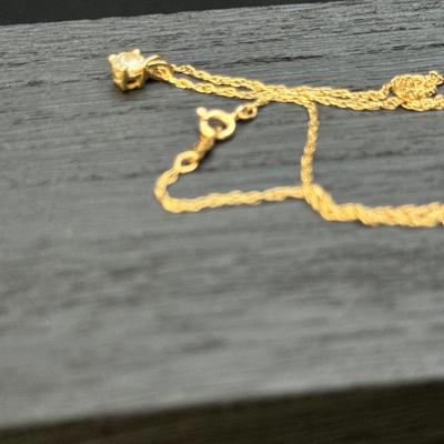 14K Gold Diamond Necklace & Diamond Stud Earrings