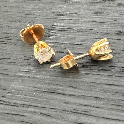 14K Gold Diamond Necklace & Diamond Stud Earrings