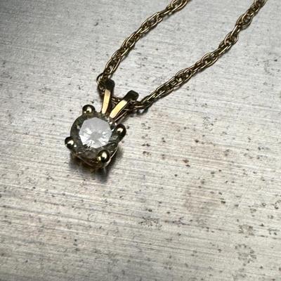 14K Gold Diamond Necklace & Diamond Stud Earrings