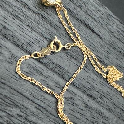 14K Gold Diamond Necklace & Diamond Stud Earrings