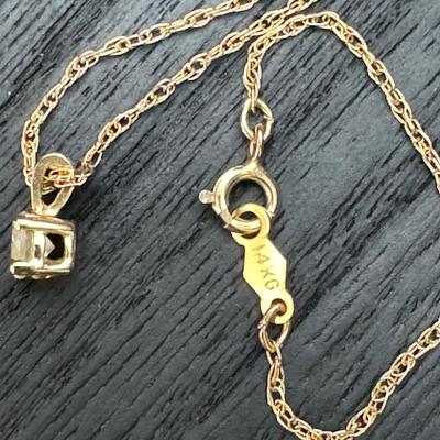 14K Gold Diamond Necklace & Diamond Stud Earrings