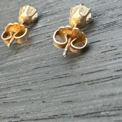 14K Gold Diamond Necklace & Diamond Stud Earrings