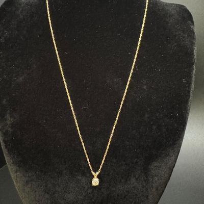 14K Gold Diamond Necklace & Diamond Stud Earrings