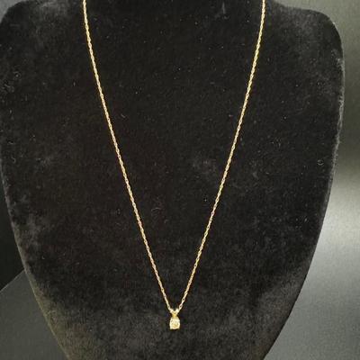 14K Gold Diamond Necklace & Diamond Stud Earrings