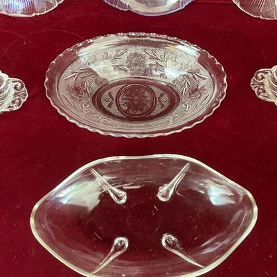 Lot# 220 Lot of Clear Glass Assorted Dishes/Oval Serving Dishes
