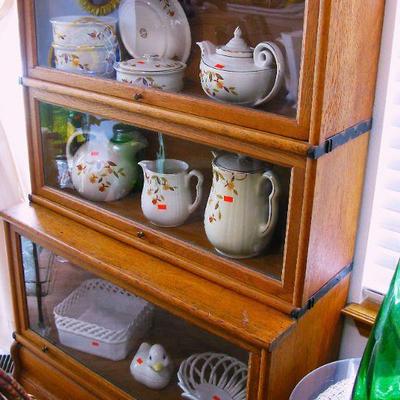 Hall Jewel Pottery Pieces / Vintage Barrister Glass Door Lawyer Bookshelves