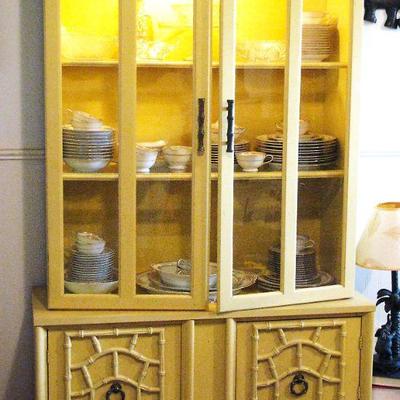 Small Yellow Bamboo Accents Lighted Cabinet - Dining or Bedroom would be perfect