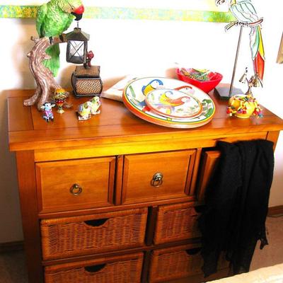 Wood Ratan Drawers Chest