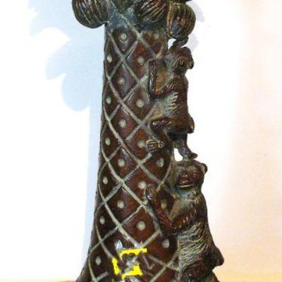 Monkey On A Tropical Palm Tree Larger Candle Holder