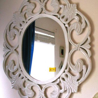 Ornate Wood Oval Mirror