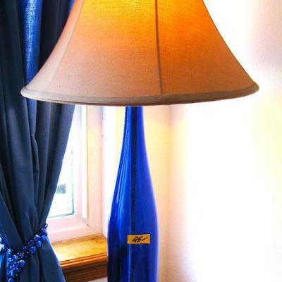 Cobalt Blue Bottle Lamp on Base