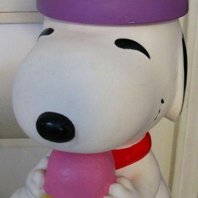 Vintage Snoopy and Woodstock Vinyl Cookie Jar